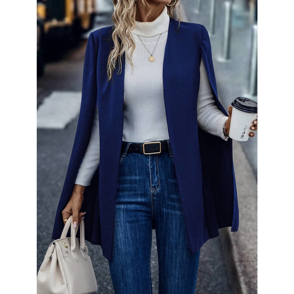🌟 Open Front Cape Blazer jacket tan camel - Picture 8 of 8